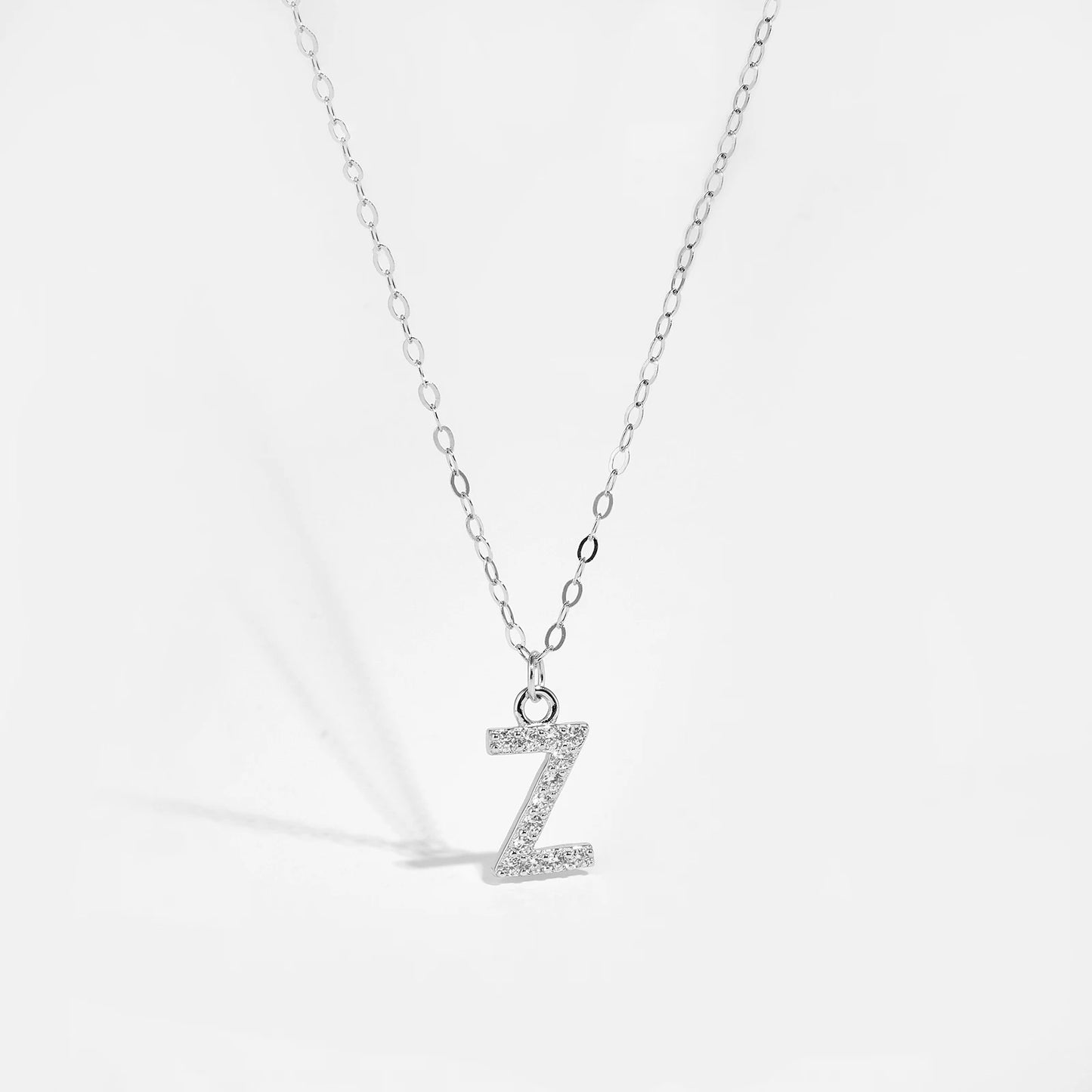 Sterling Silver Alphabet Initial Letter Pendant Long Necklace