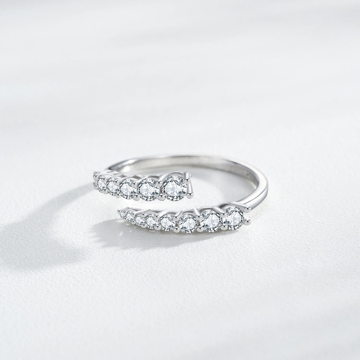 Sterling Silver Round Zircon Resizable Rings