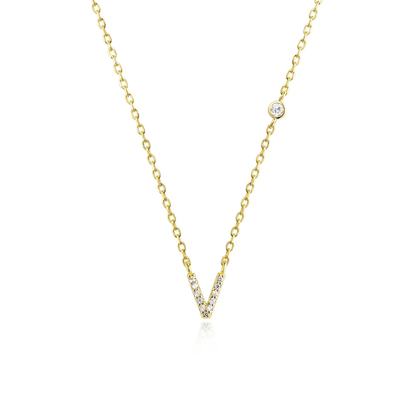 Sterling Silver Letters A- Z Zircon CZ Pendant Monogram Necklace