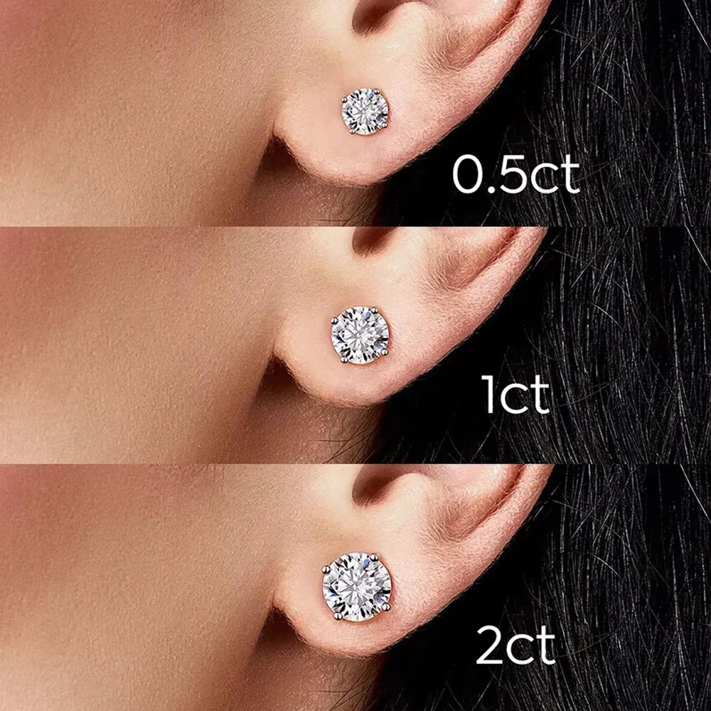 Moissanite Sterling Silver & Platinum Plated Stud Earrings