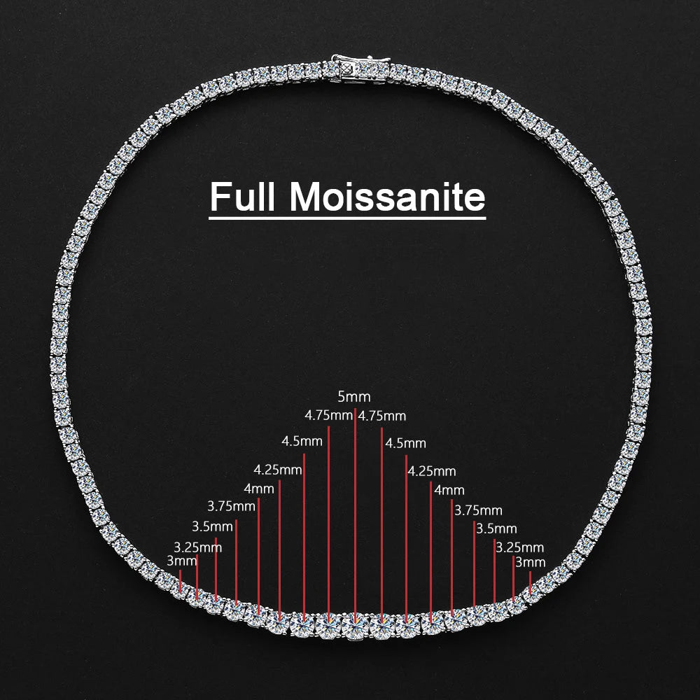 Moissanite D Color Graduated Tennis Necklace Sterling Silver