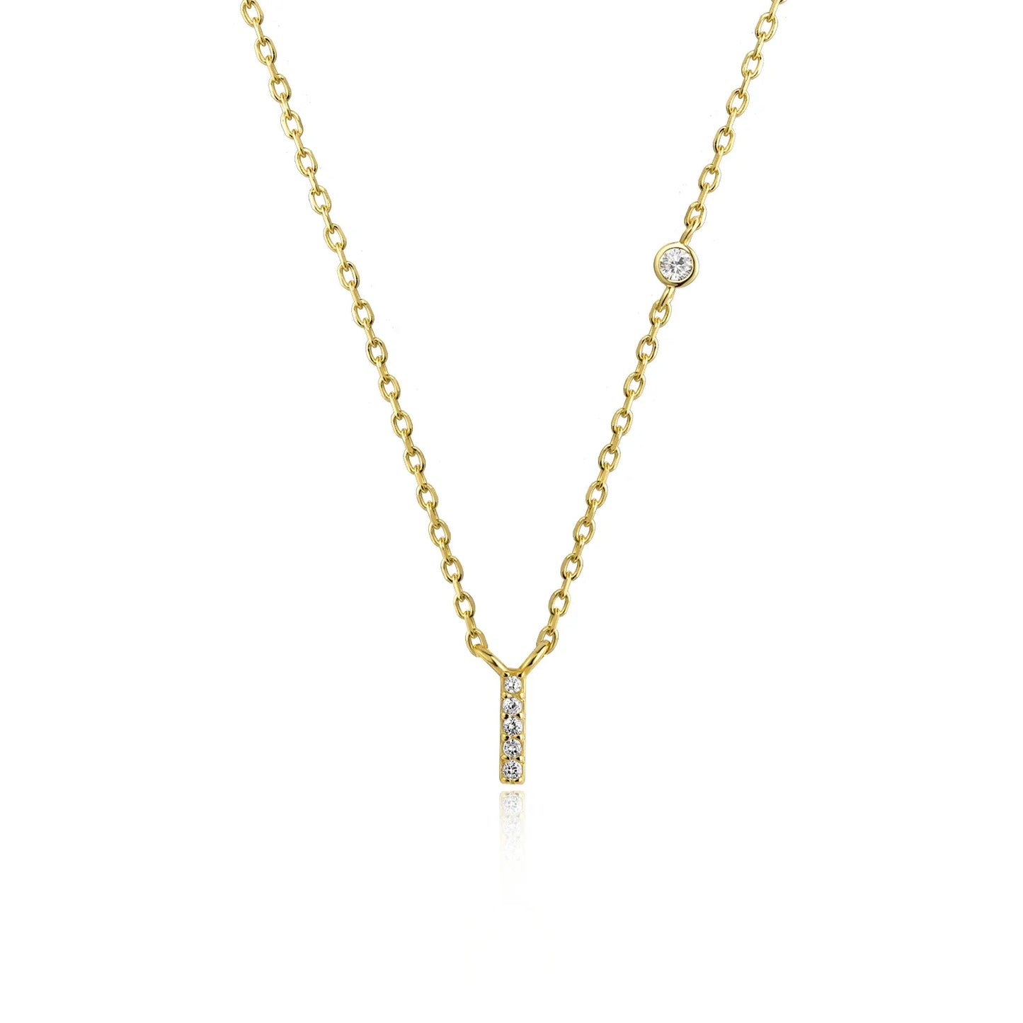 Sterling Silver Letters A- Z Zircon CZ Pendant Monogram Necklace