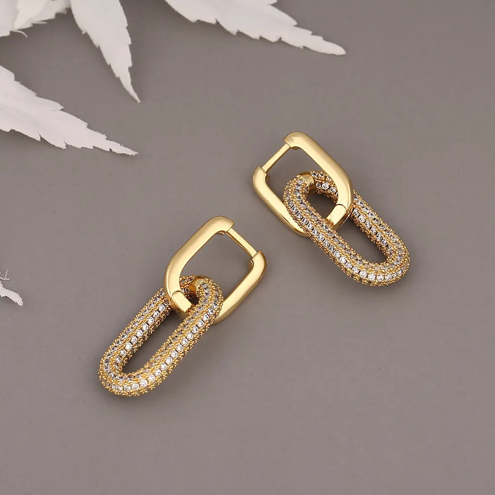 Stainless Steel Gold Plated U Shape Buckle Hoop Earrings Earrings