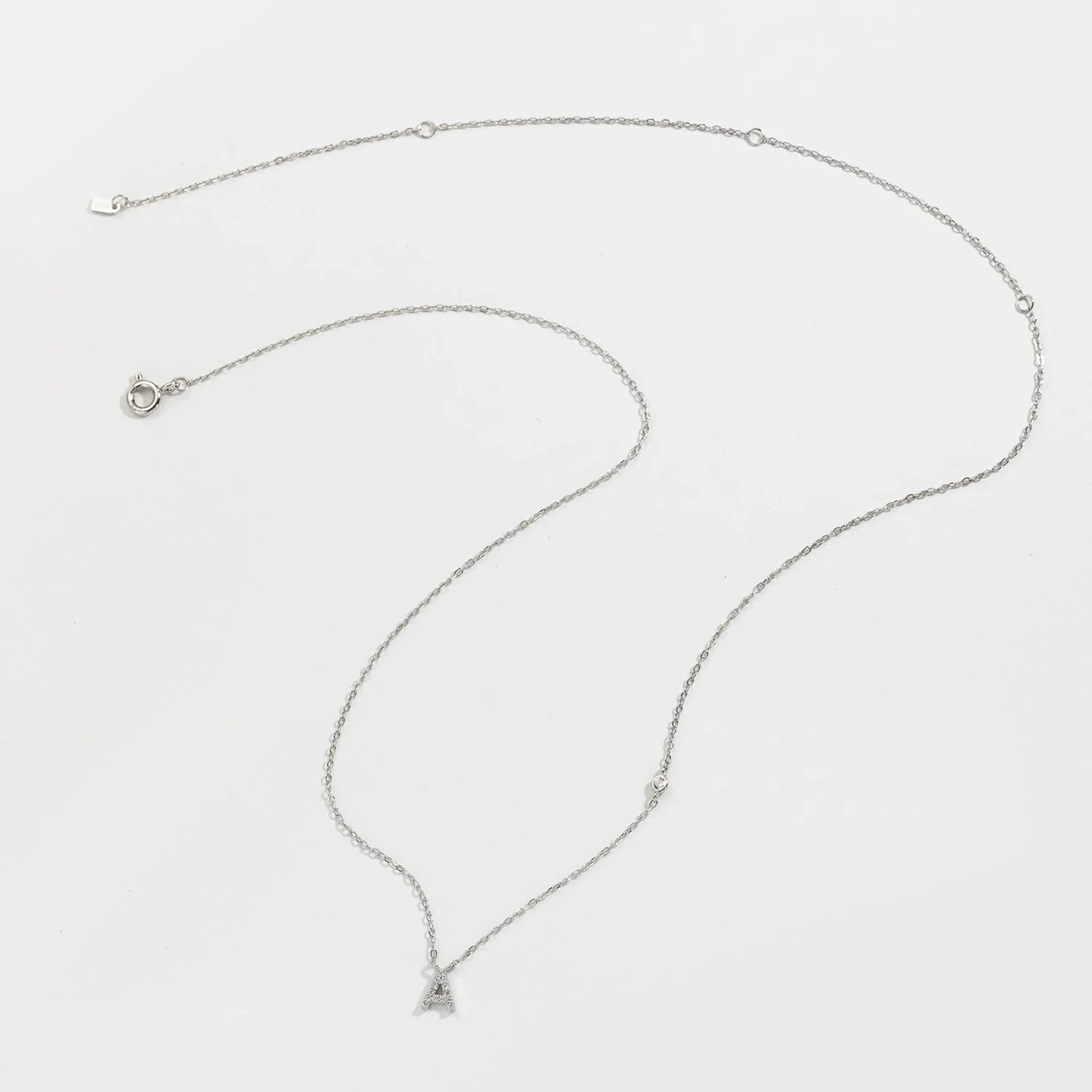 Sterling Silver Letters A- Z Zircon CZ Pendant Monogram Necklace