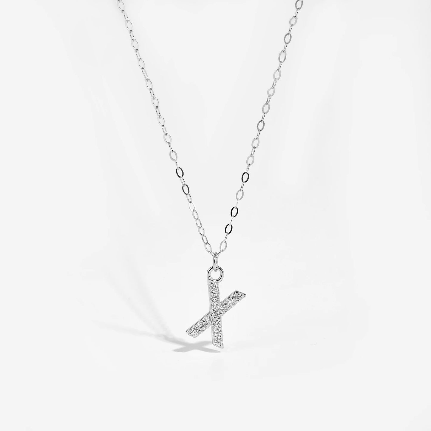 Sterling Silver Alphabet Initial Letter Pendant Long Necklace