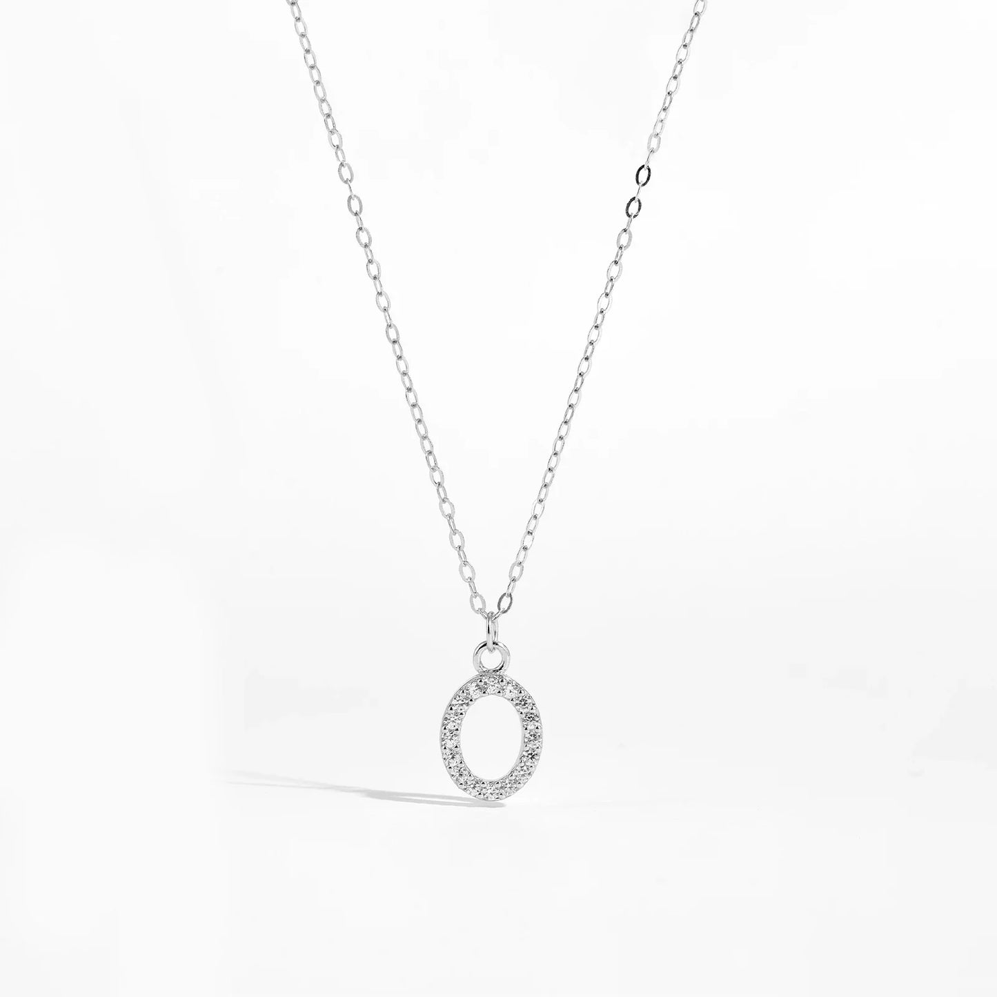 Sterling Silver Alphabet Initial Letter Pendant Long Necklace