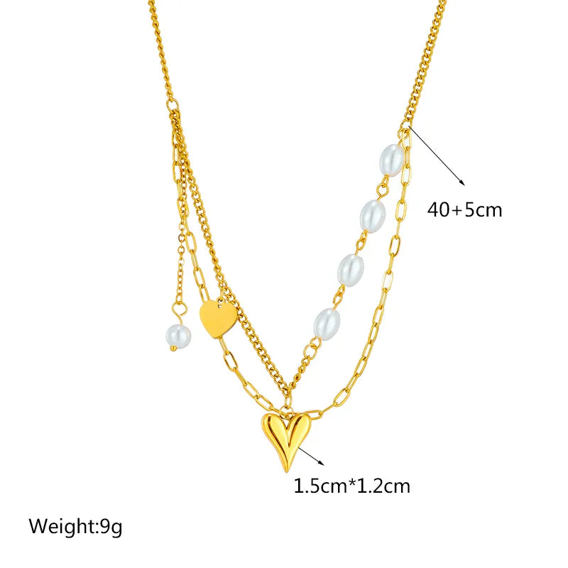 Stainless Steel Pearl Heart Butterfly Cross Pendant Necklace For Women Fashion Girls Clavicle Chain Jewelry Gifts