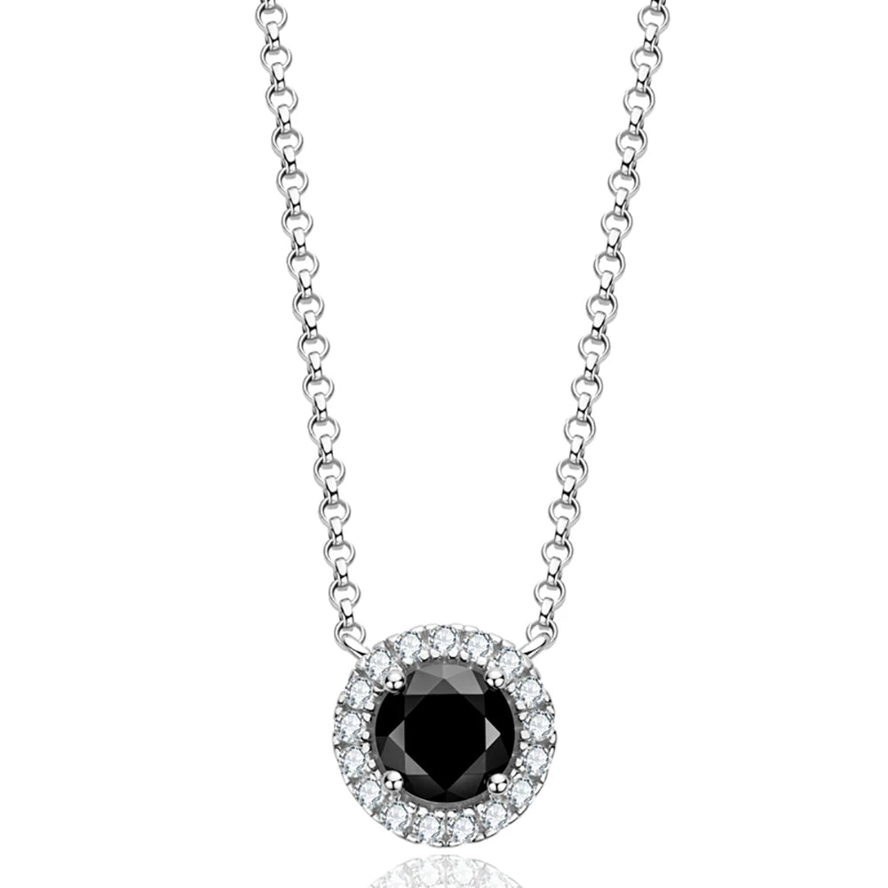 Sterling Silver 6.5mm Black Moissanite Bright Necklace