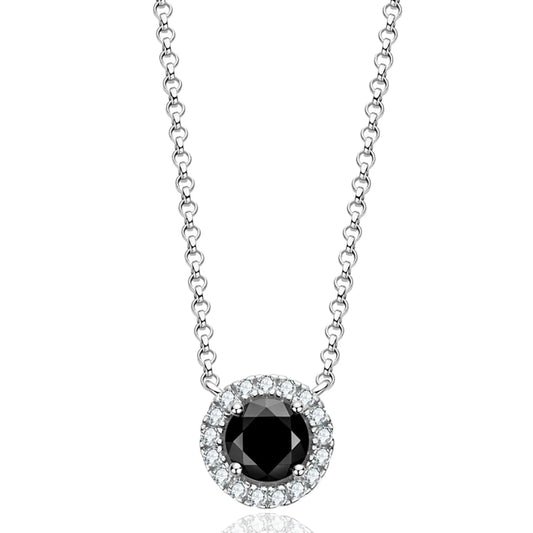 Sterling Silver 6.5mm Black Moissanite Bright Necklace