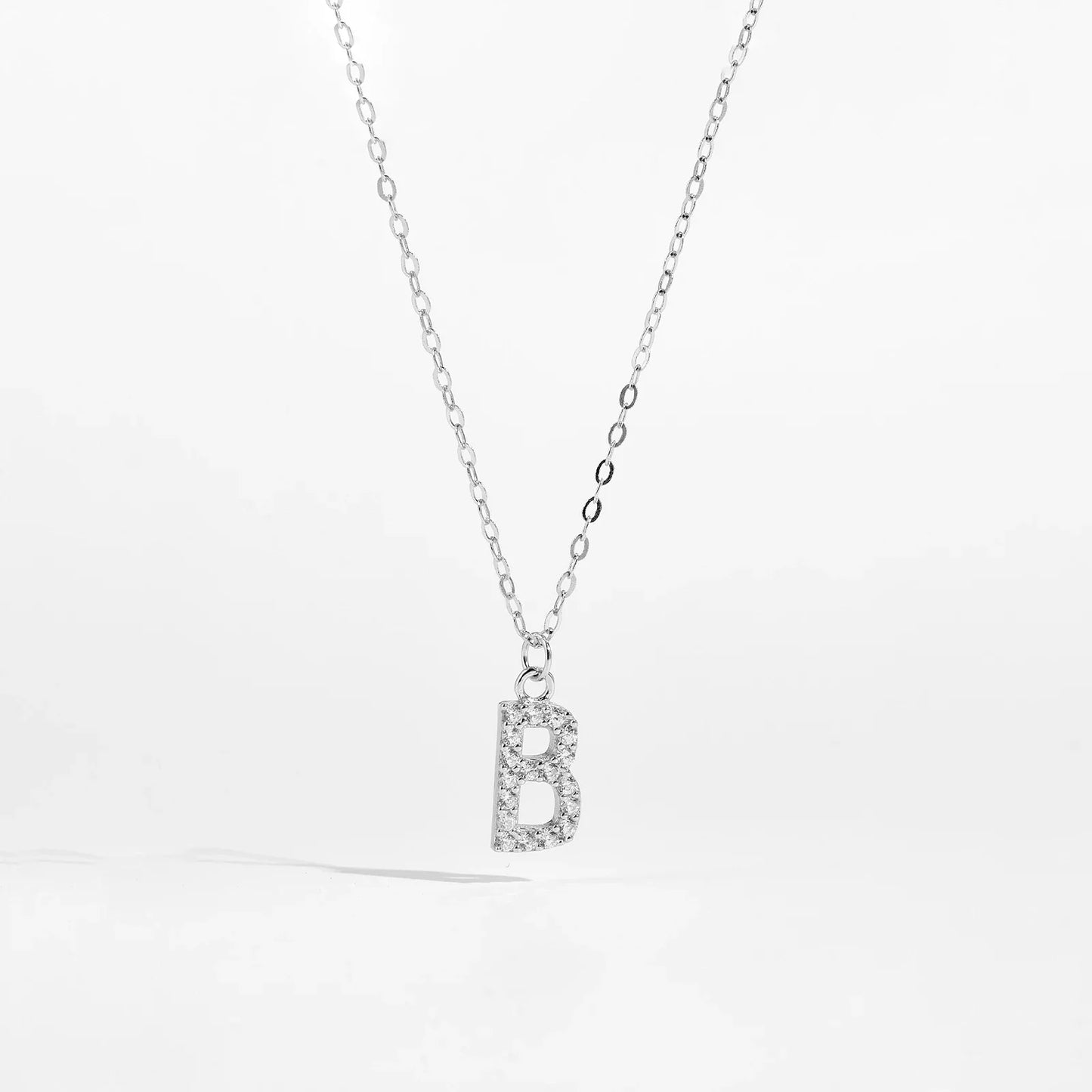 Sterling Silver Alphabet Initial Letter Pendant Long Necklace