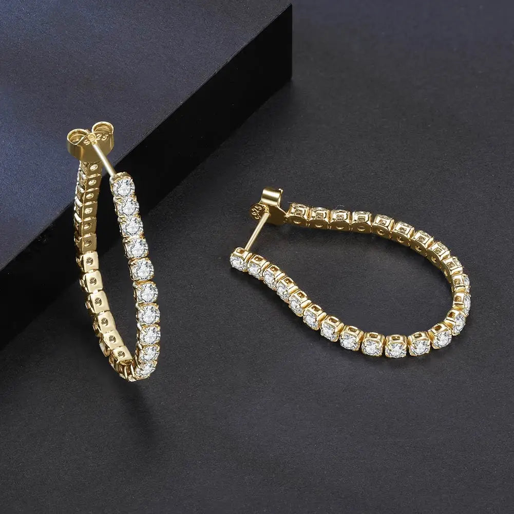 Round Cut CZ Tennis Chain hoop Earrings