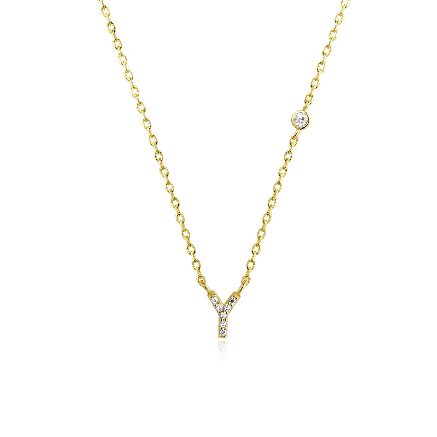 Sterling Silver Letters A- Z Zircon CZ Pendant Monogram Necklace
