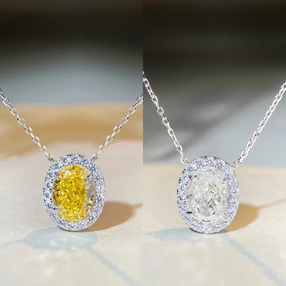 Sterling Silver yellow stone Necklace Collar Chain