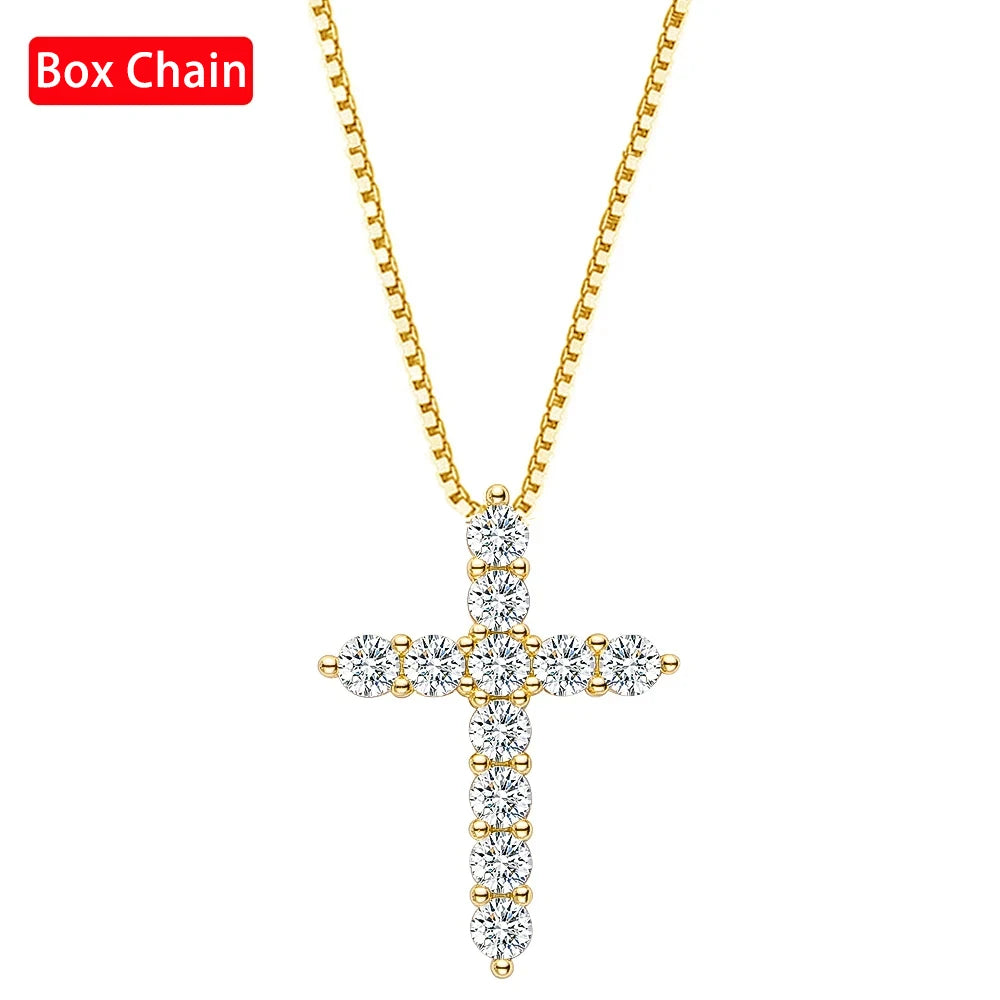 1.1-5.5ct Black Moissanite Sterling Silver Cross Pendant Necklace For Women