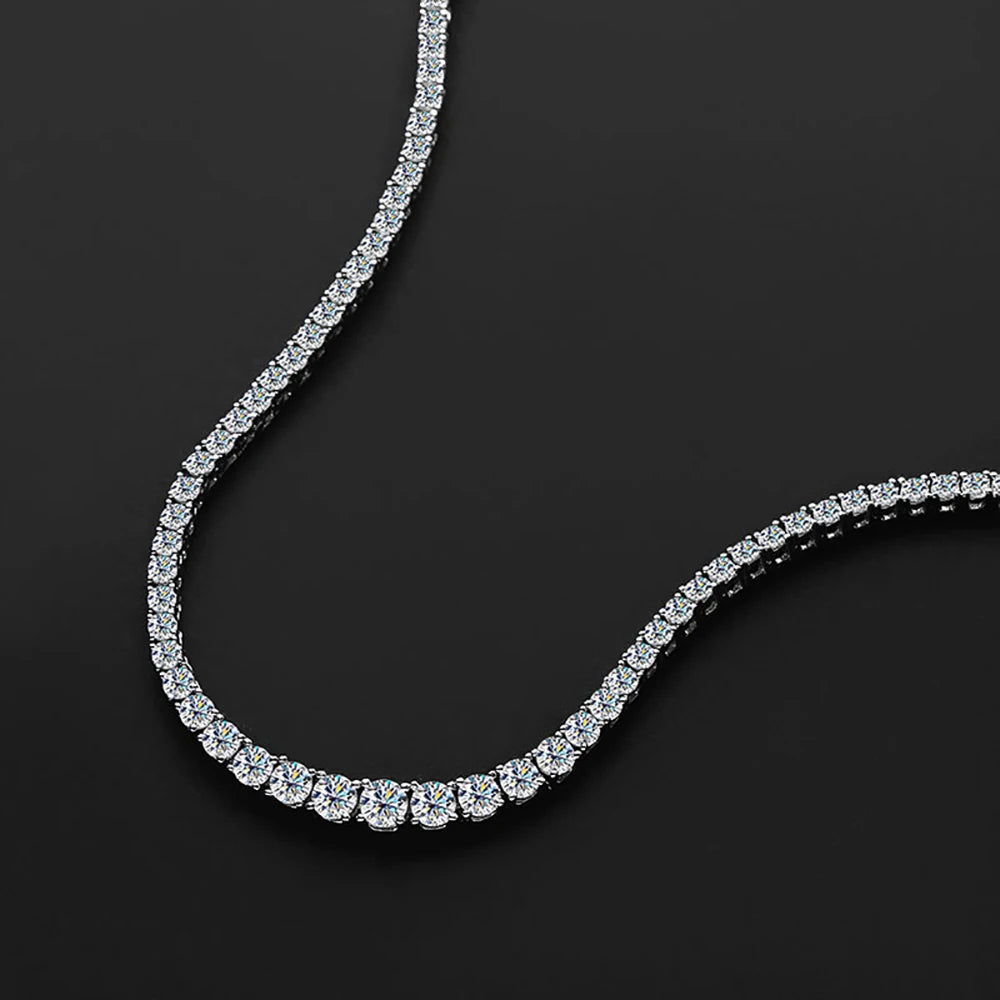 Moissanite D Color Graduated Tennis Necklace Sterling Silver