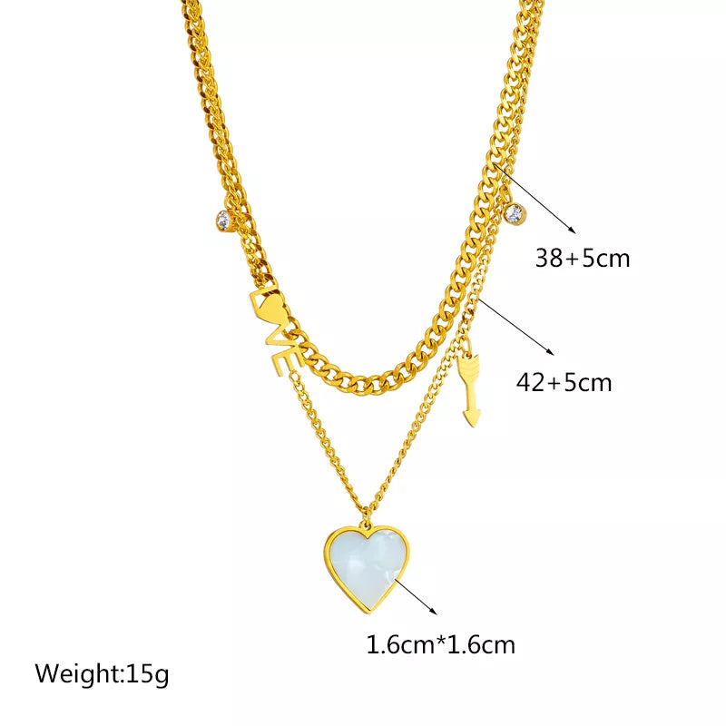 Stainless Steel Pearl Heart Butterfly Cross Pendant Necklace For Women Fashion Girls Clavicle Chain Jewelry Gifts