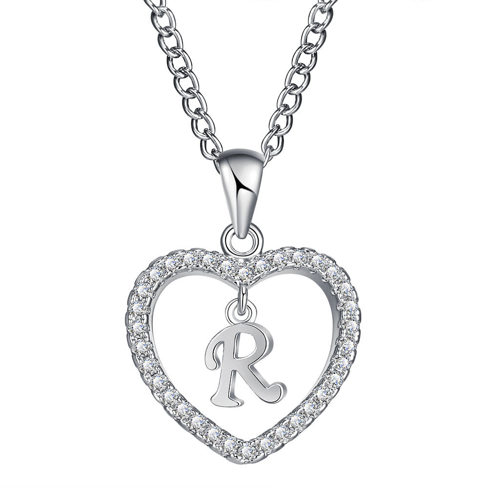 26-letter zircon heart necklace