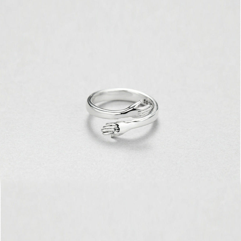 Jewelry Love Hug Couple Ring Female Male Retro Doing Old Live Mouth Ring Japanese Korean Version Thai Silver Tail Ring