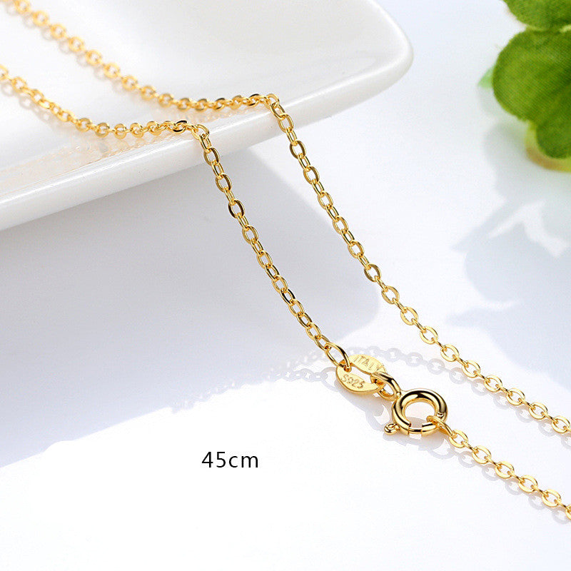 S925 Silver Necklace Gold Plated Chain Necklace Clavicle Chain Gold Color Gold Necklace