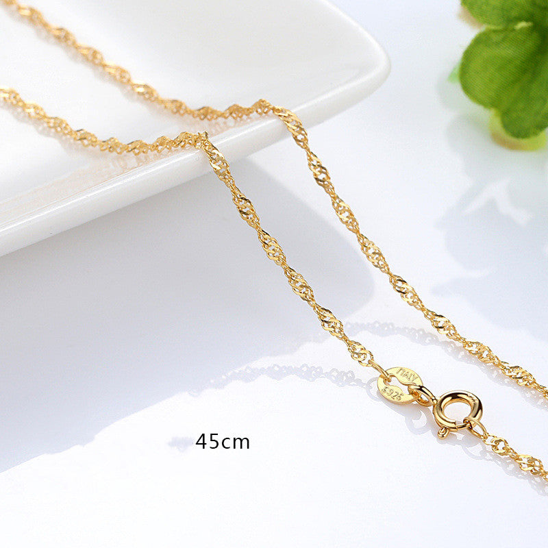 S925 Silver Necklace Gold Plated Chain Necklace Clavicle Chain Gold Color Gold Necklace