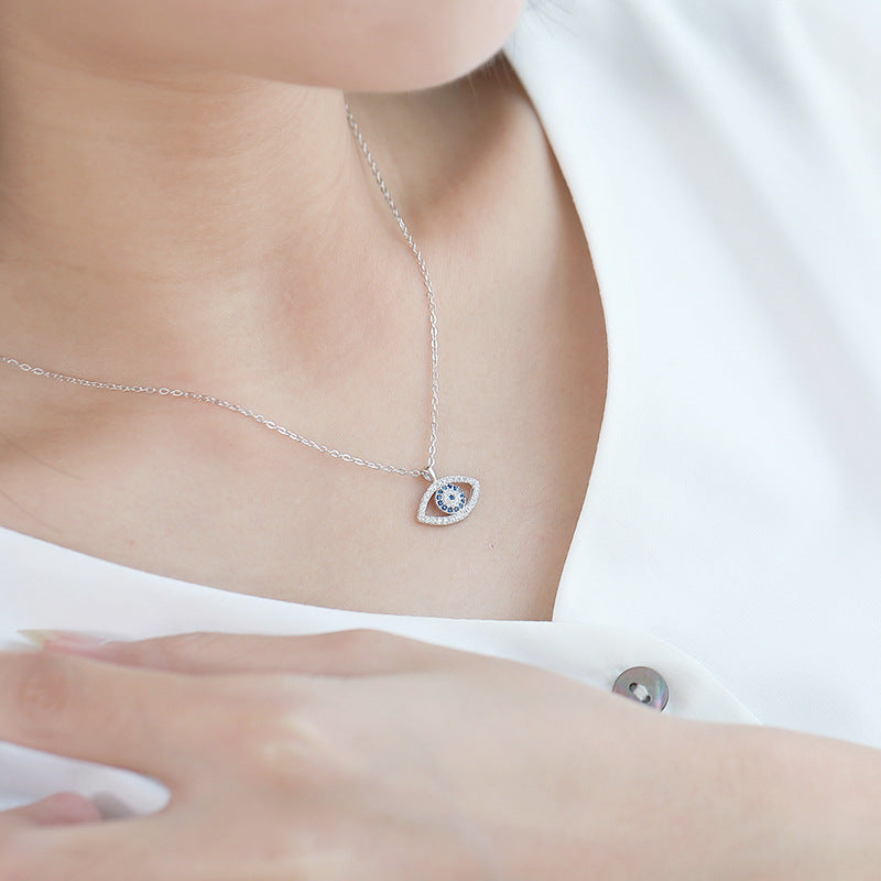 Sterling Silver Eye Pendant Necklace For Women