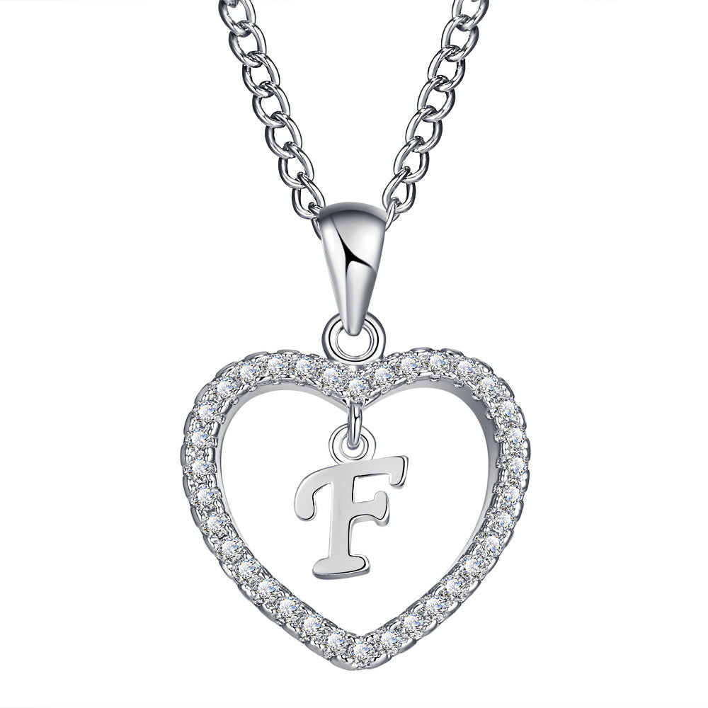 26-letter zircon heart necklace
