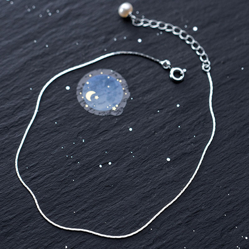 Pearl Simple Snake Bone Chain S925 Silver Anklet
