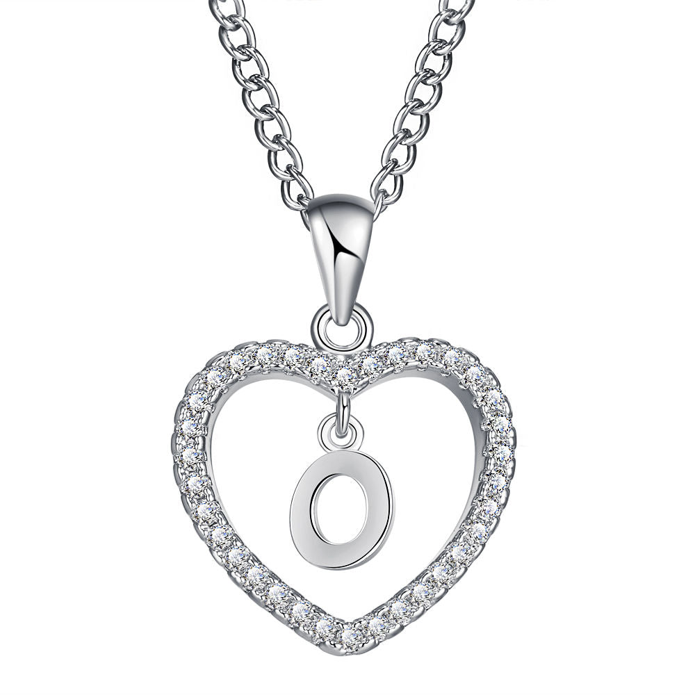 26-letter zircon heart necklace