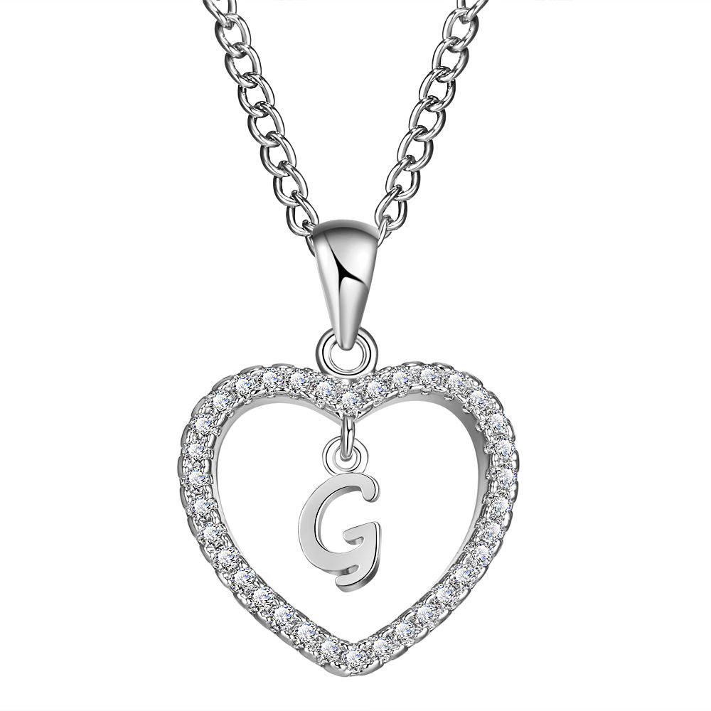26-letter zircon heart necklace