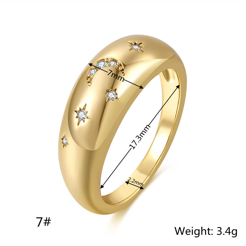 18K Gold Color-preserving Jewelry Micro-inlaid Zircon All-match Brass Fingers