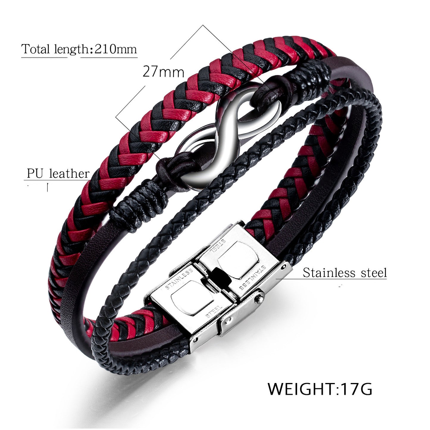 Cowhide infinity 8-character Bracelet