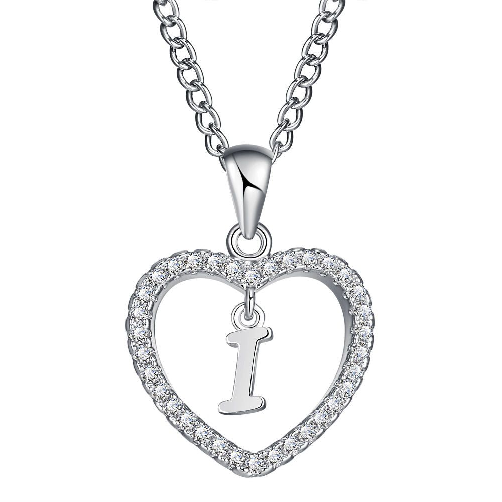 26-letter zircon heart necklace