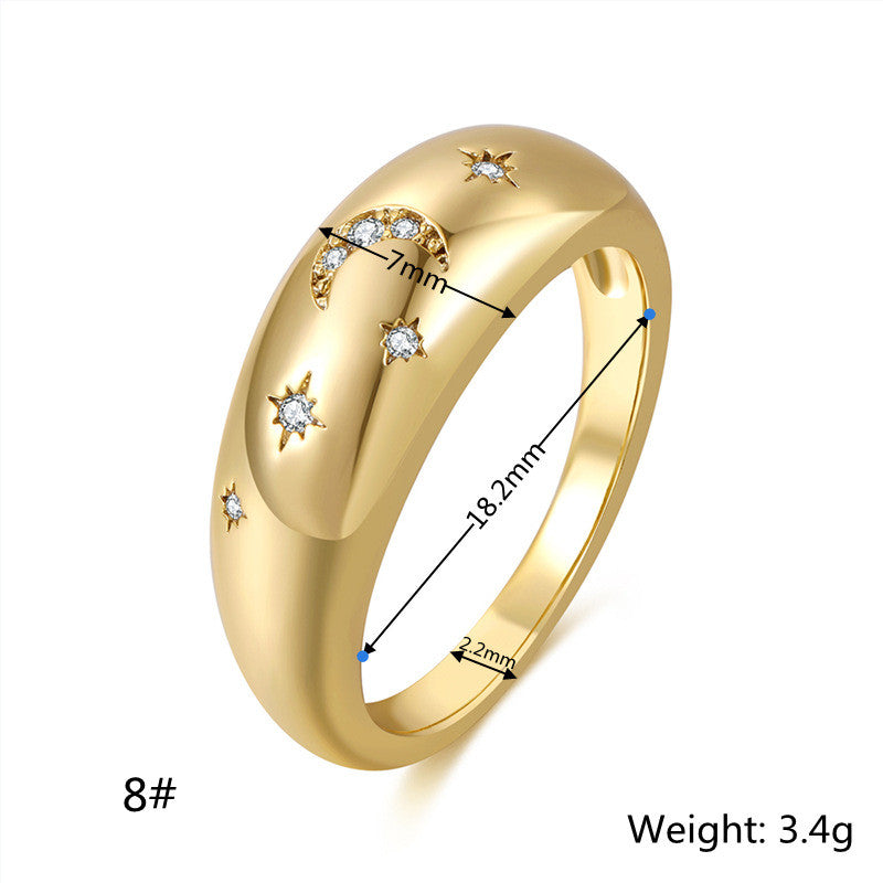 18K Gold Color-preserving Jewelry Micro-inlaid Zircon All-match Brass Fingers