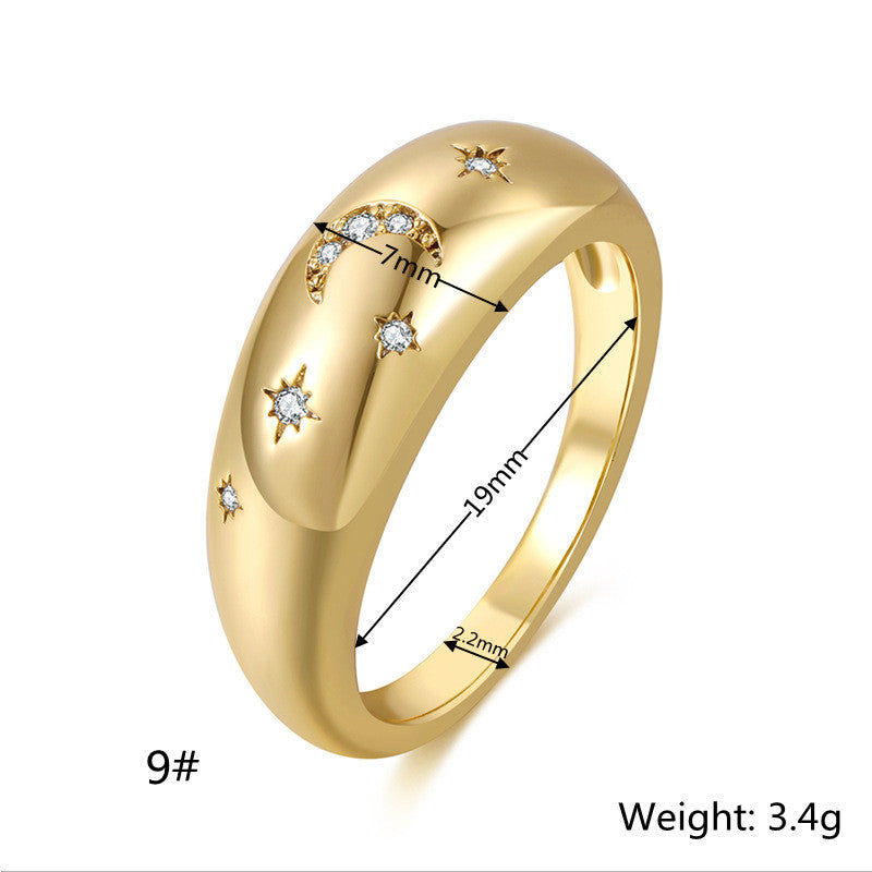 18K Gold Color-preserving Jewelry Micro-inlaid Zircon All-match Brass Fingers