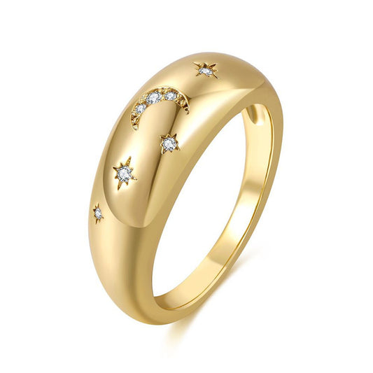 18K Gold Color-preserving Jewelry Micro-inlaid Zircon All-match Brass Fingers