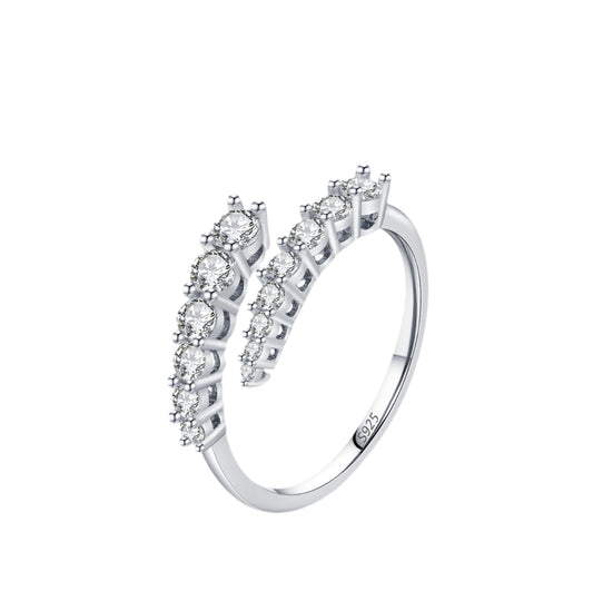 Sterling Silver Round Zircon Resizable Rings