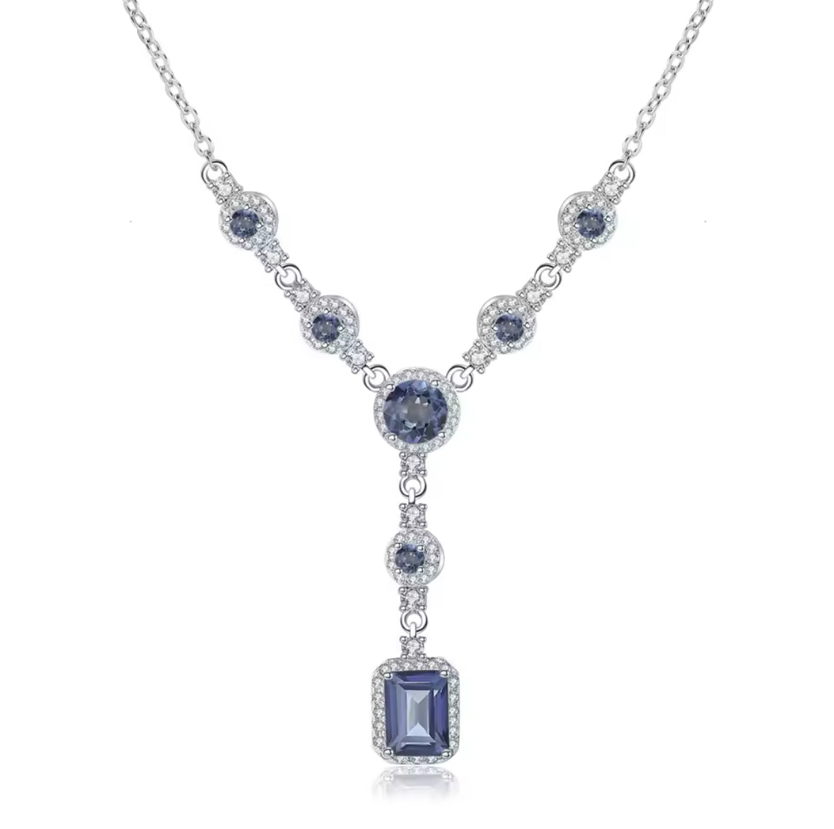 Beautiful Natural Gemstones Topaz Garnet Quartz Swiss Blue Topaz Sterling Silver Necklaces