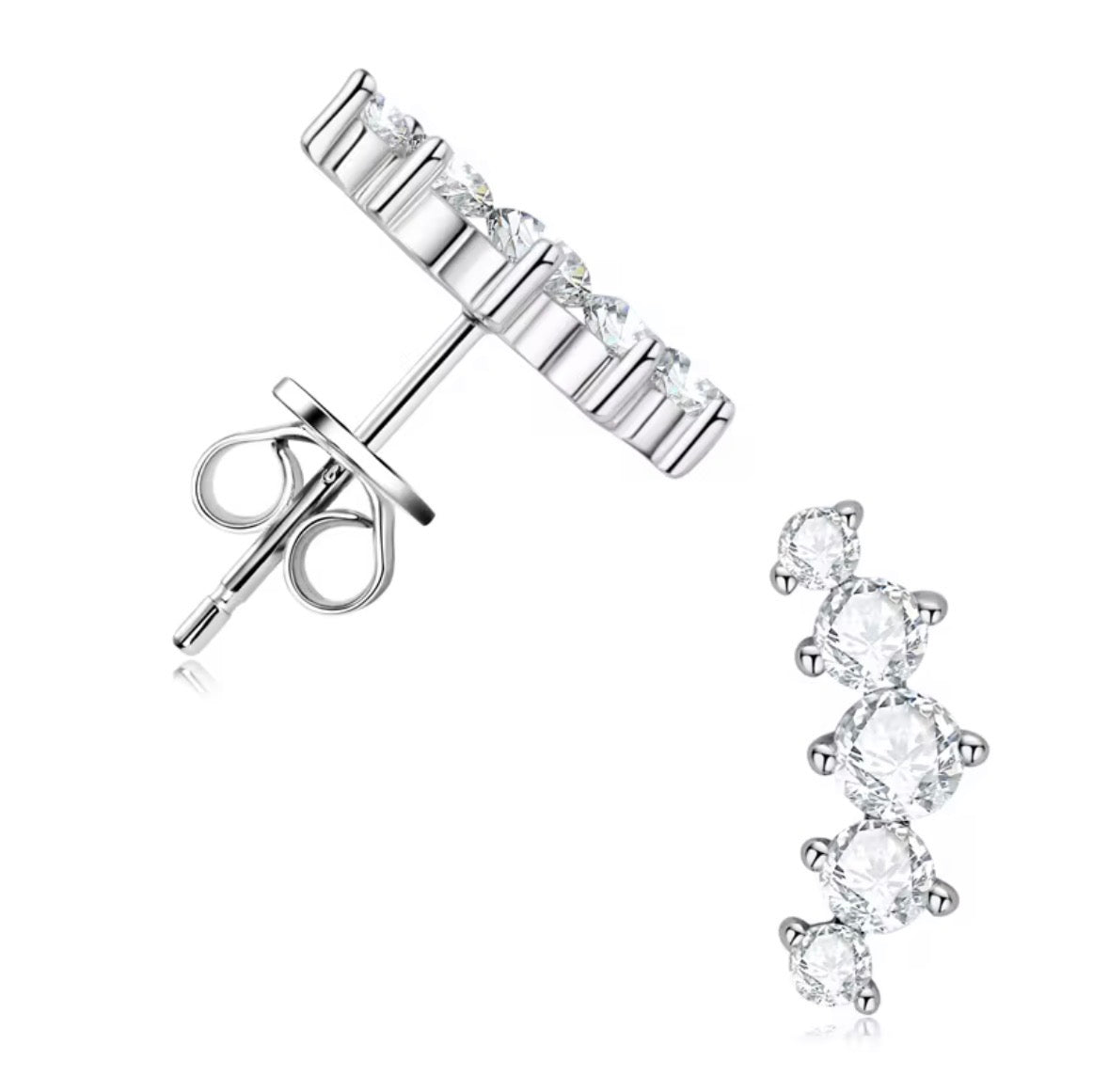 Sterling Silver Moissanite Stud Multiple Stones Earrings