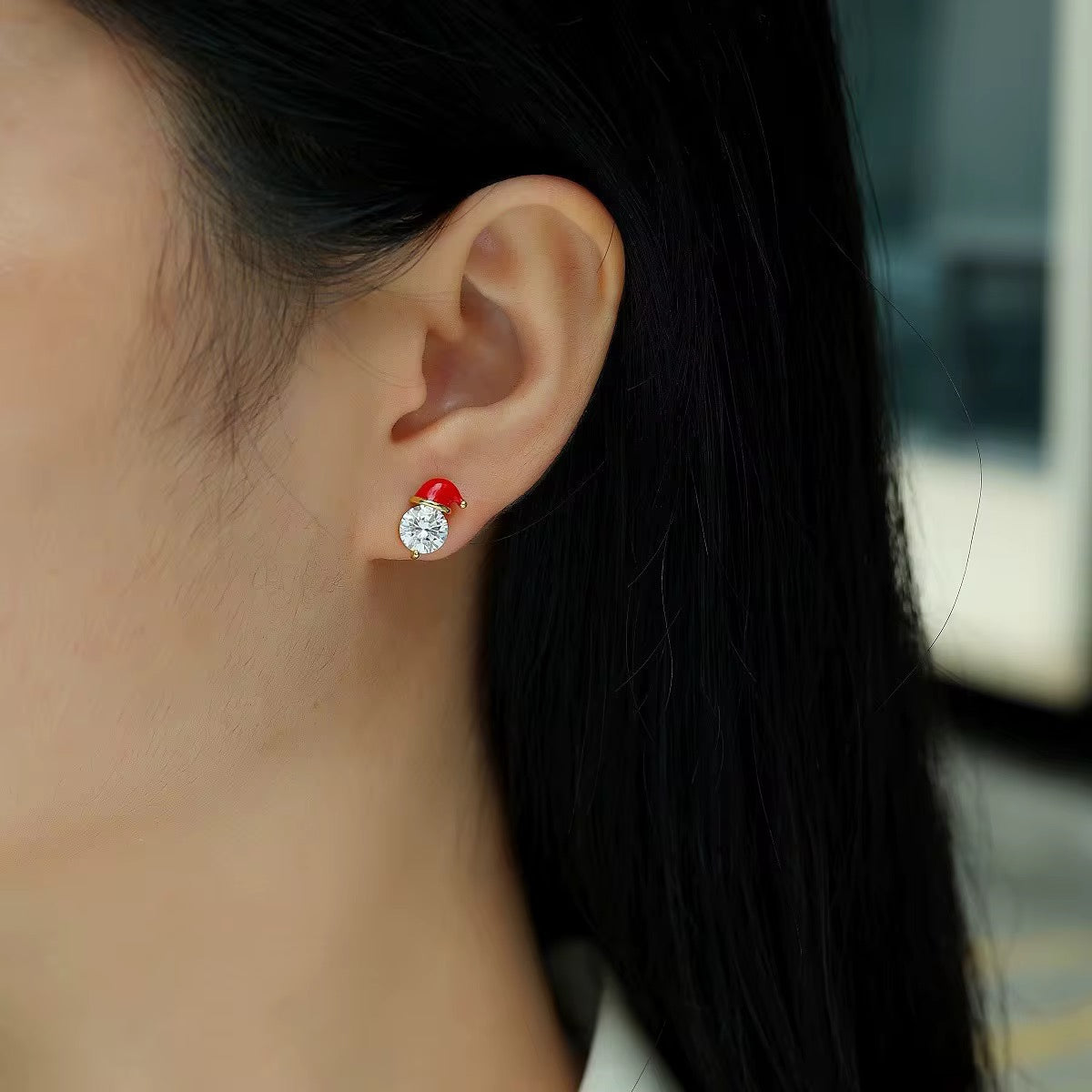 18K Gold Plated Sterling Silver Moissanite D Color Stud Earrings Christmas Collection