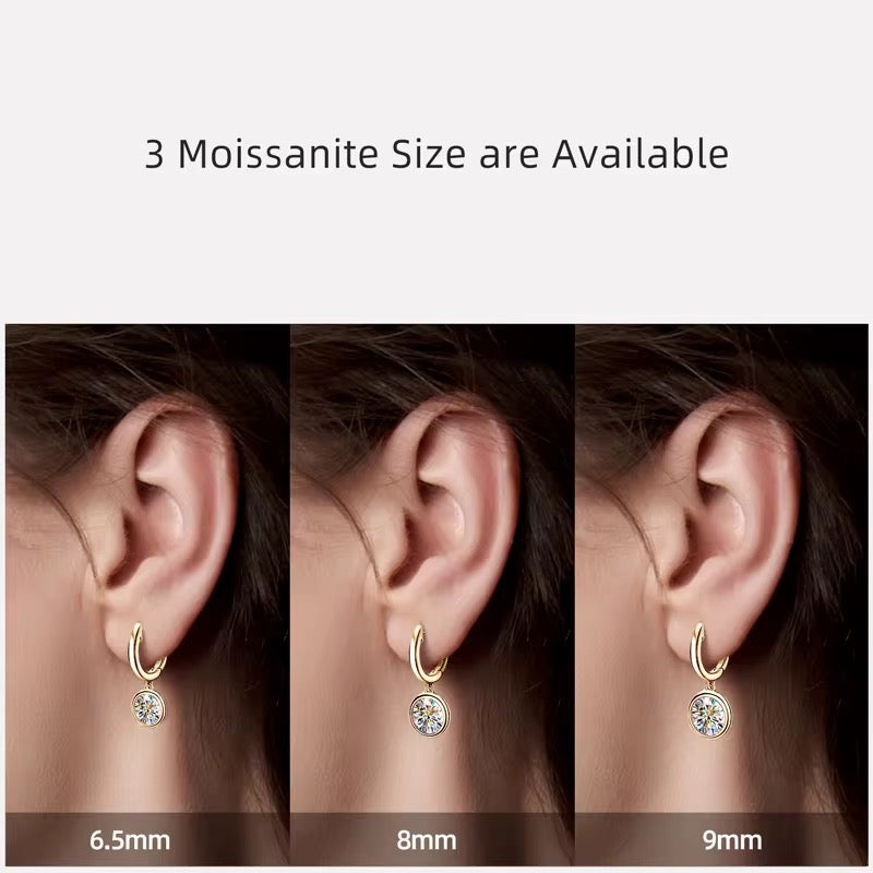 Sterling Silver Moissanite Hoop Style Drop Earrings