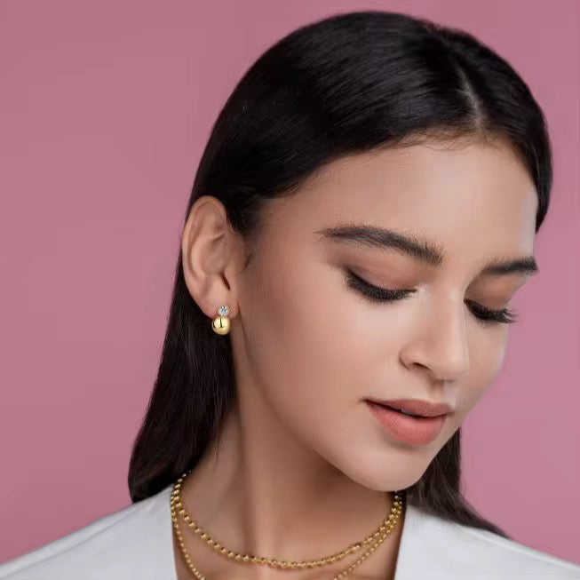 18K Gold Plated Sterling Silver Moissanite D Color Stud Earrings Christmas Collection