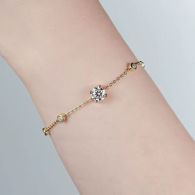 Sterling Silver Moissanite Round Bracelet