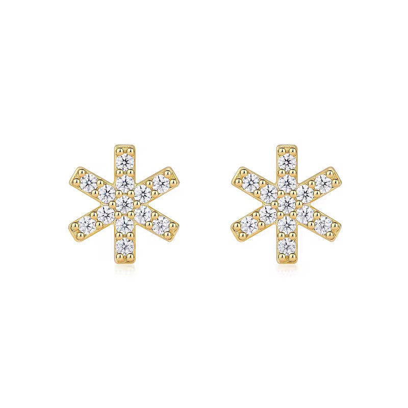 18K Gold Plated Sterling Silver Moissanite D Color Stud Earrings Christmas Collection