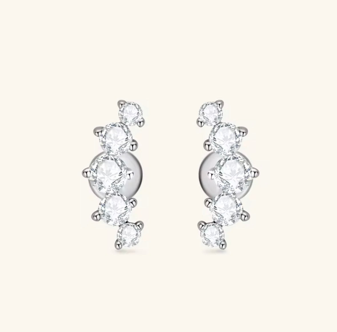 Sterling Silver Moissanite Stud Multiple Stones Earrings
