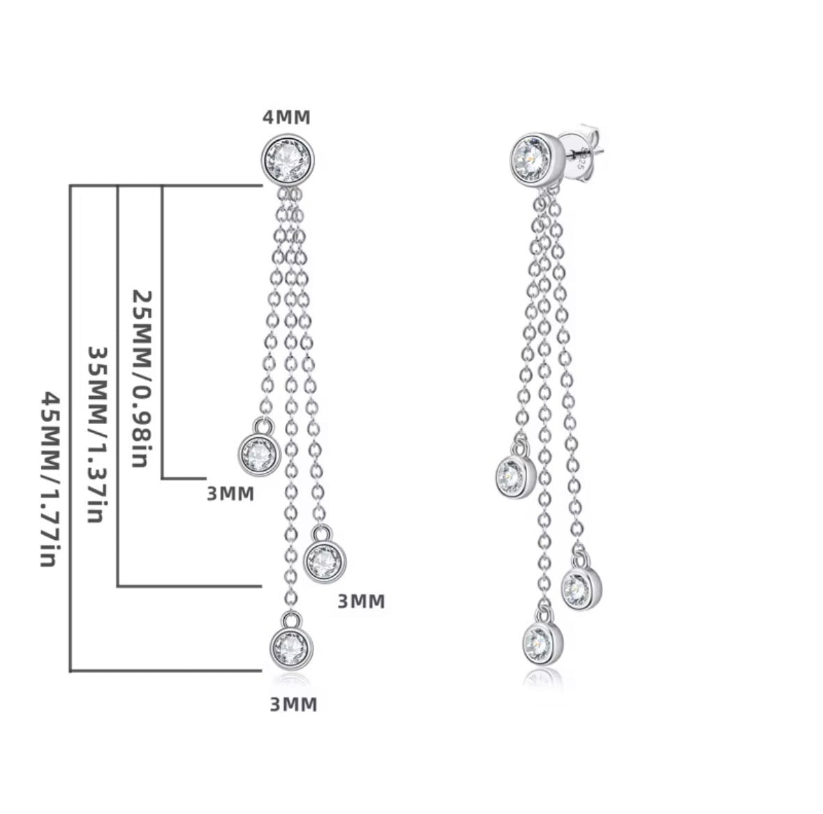 Sterling Silver Moissanite Drop Earrings