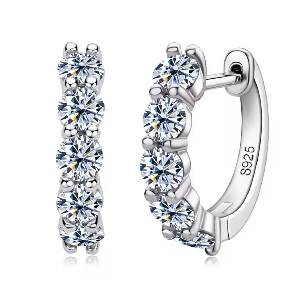 Sterling Silver Moissanite Hoop Earrings