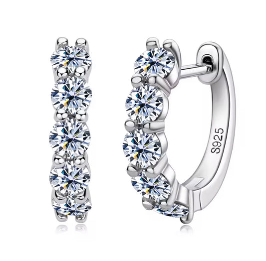 Sterling Silver Moissanite Hoop Earrings