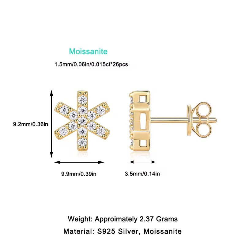 18K Gold Plated Sterling Silver Moissanite D Color Stud Earrings Christmas Collection