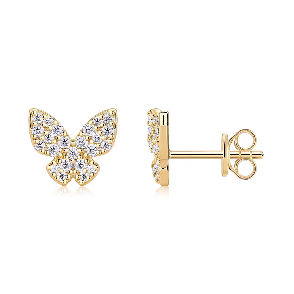 18K Gold Plated Sterling Silver Moissanite D Color Stud Earrings Christmas Collection