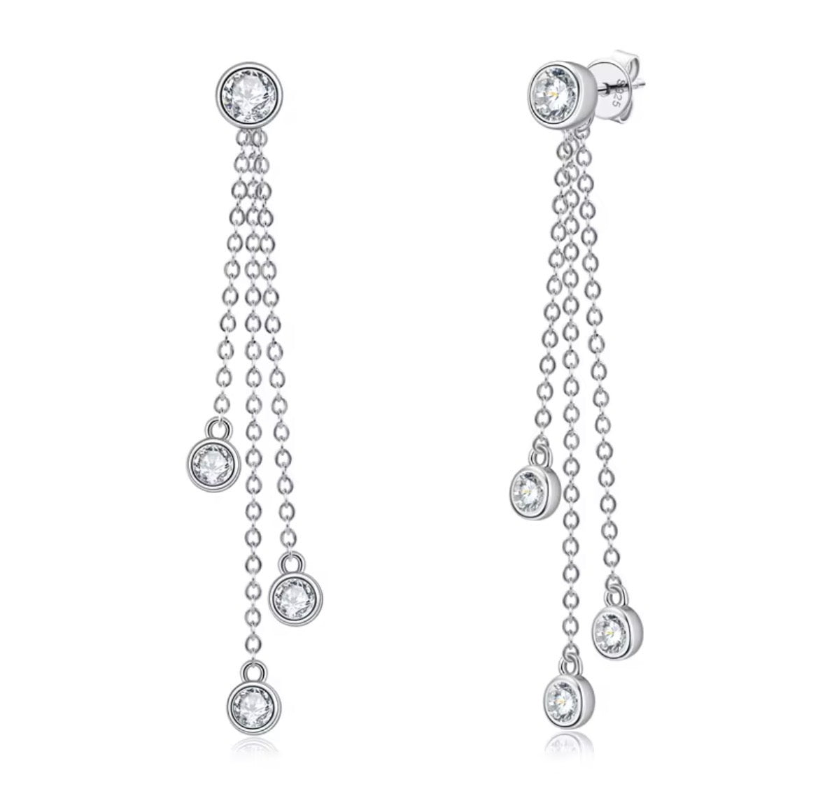 Sterling Silver Moissanite Drop Earrings